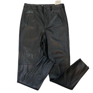 Zara Women's Faux Leather Black Legging Pants Ankle Zip High Rise Size M NWT